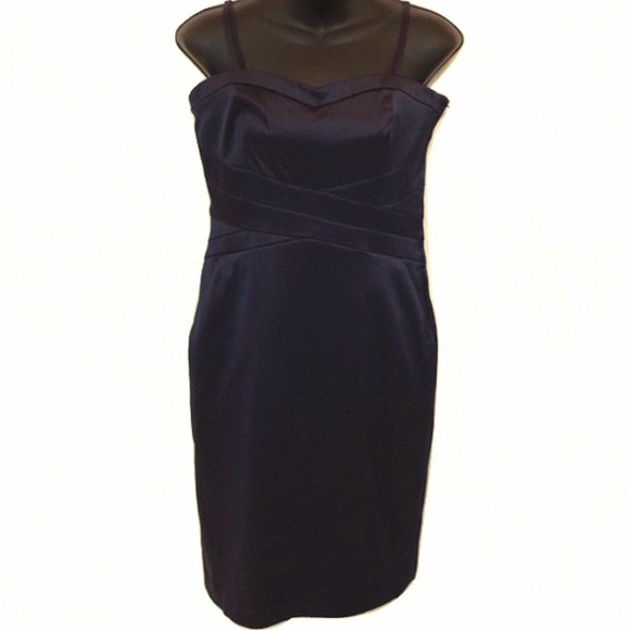 RW & Co. Midnight Blue Satin Strapless Sheath Dress- Sz. 6 - Picture 1 of 4